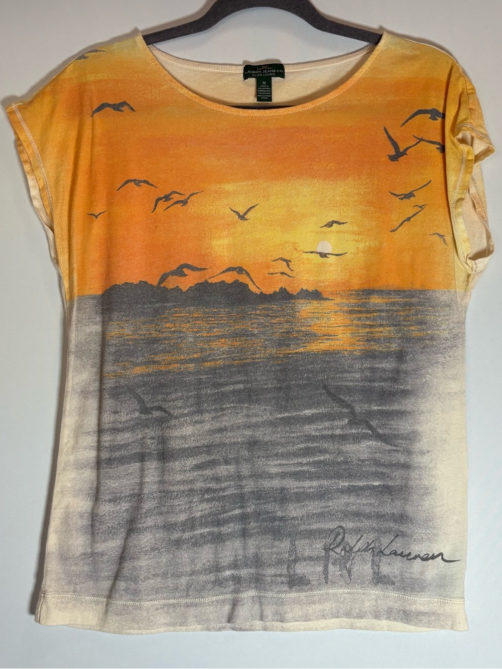 Lauren Co Jeans Ralph Lauren Orange Sunset Graphic Tee  short sleeves - Women